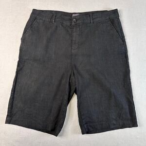 NYDJ Shorts Black Womens 10 Linen LiftXTuck Technology High-Rise Bermuda Casual